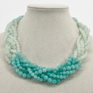 Pertegaz Necklace Women OS Blue Ombre Glass Bead Multi-Strand Statement Jewelry
